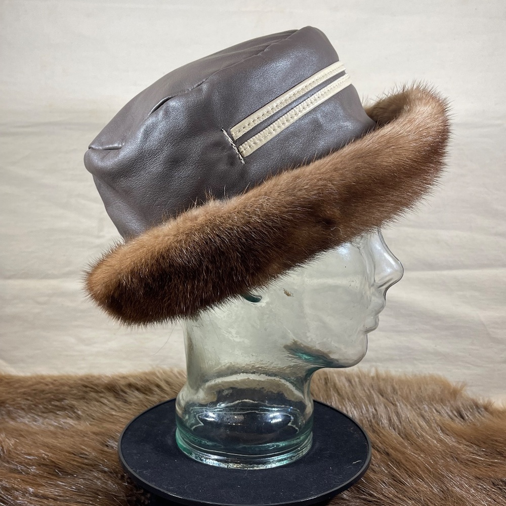 Leather Mink Brimmed Hat - Picture 5 of 5